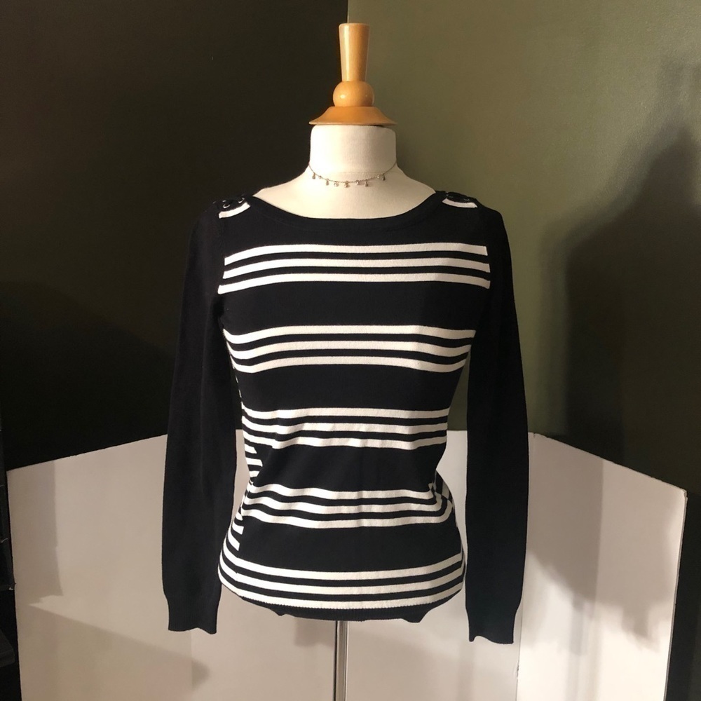 Premise Black/White Striped Sweater Size S NWOT